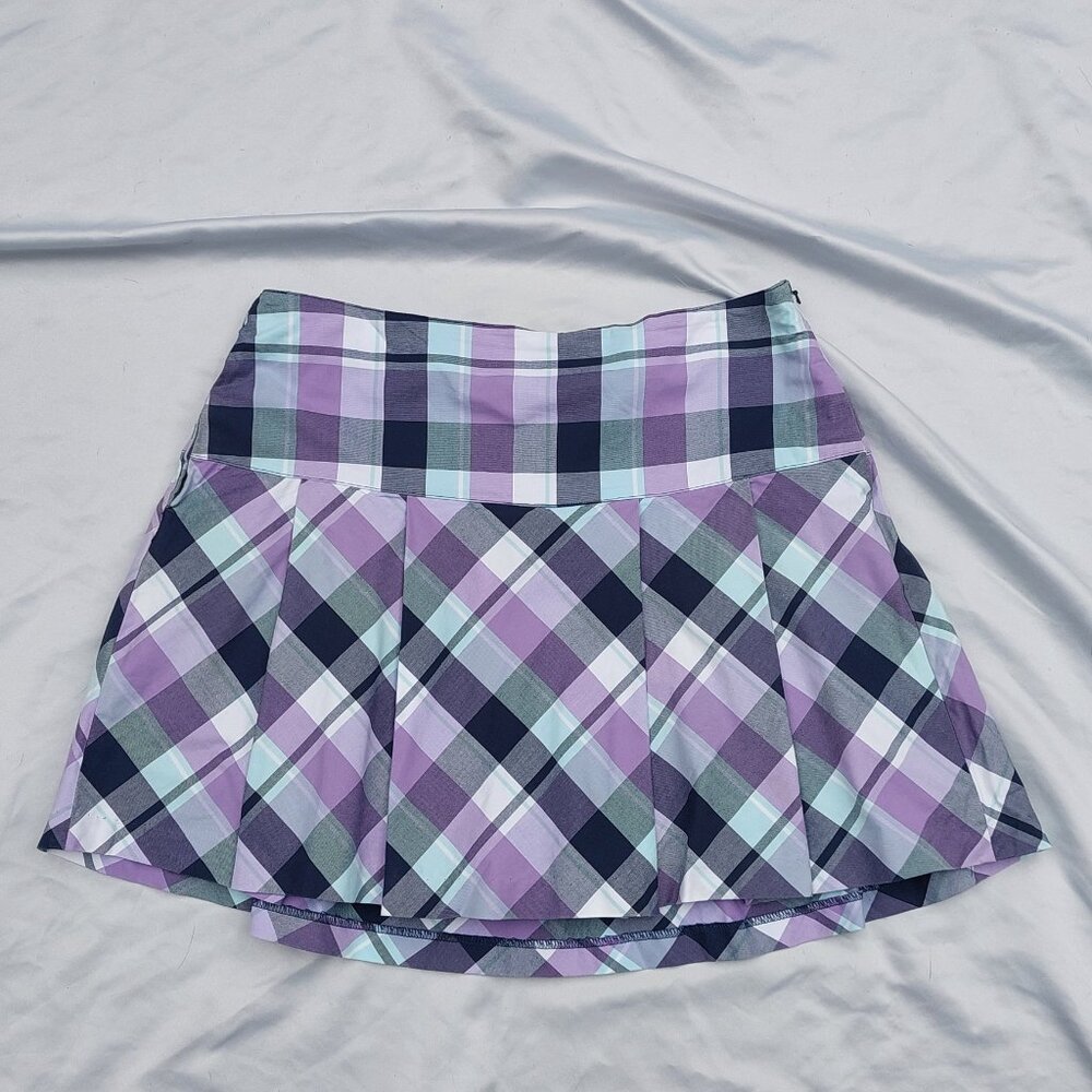 Lady Hagen Purple Gray Plaid Schoolgirl Tennis Golf Skirt Skort Sz 8